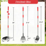 FUSBUNTY Pooper Scooper, Long Handle Dog Pooper Scooper, Heavy Duty Stainless Steel Rake with Tray & Spade Set for Pet Waste Removal, for Grass, Dirt or Gravel
