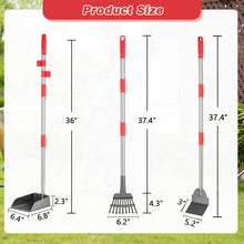 Load image into Gallery viewer, FUSBUNTY Pooper Scooper, Long Handle Dog Pooper Scooper, Heavy Duty Stainless Steel Rake with Tray &amp; Spade Set for Pet Waste Removal, for Grass, Dirt or Gravel
