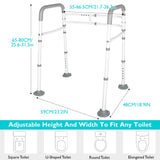 Toilet Safety Frame- 300lbs Adjustable Safety Grab Bar, Toilet Frame with Handle and Suction Cups Toilet Safety Guard for Elderly (White Grey)