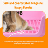 HoppScotch.bun Bumbox Deluxe Rabbit Litter Box, Extra Large 21.45" Training Cage with Toilet Tray for Small Animals, Pink