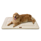 MASSFU Reversible Dog Crate Pad Bed for Large Dogs,Washable & Non-Slip Kennel Pet Mat, High Density Foam and Soft Fleece Cat Bed for Indoor & Outdoor Use, 41" x 28", Cream White