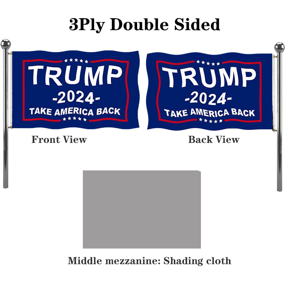 Jayus 3Ply 200D Donald Trump For President 2024 Flag 2x3 Outdoor- Double Sided Take America Back (TAB) Trump 2024 Flags Banner with 2 Brass Grommets