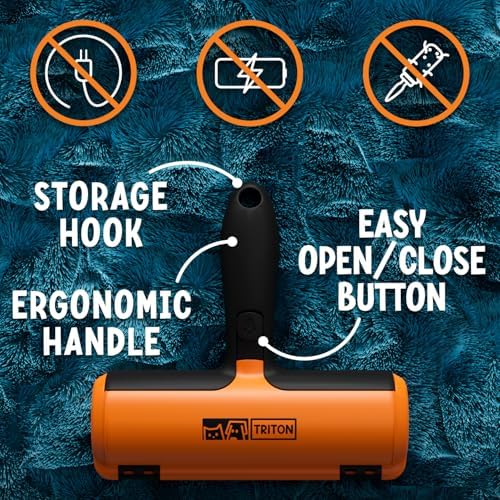 Triton Pet Hair Removal Tool w/Fur Trapping Compartment - Easy to Use Pet Hair Roller, Fur Remover Tool - Cat and Dog Fur Remover - Pet Hair Remover for Furniture, Couch, Bedding, Clothes, Car