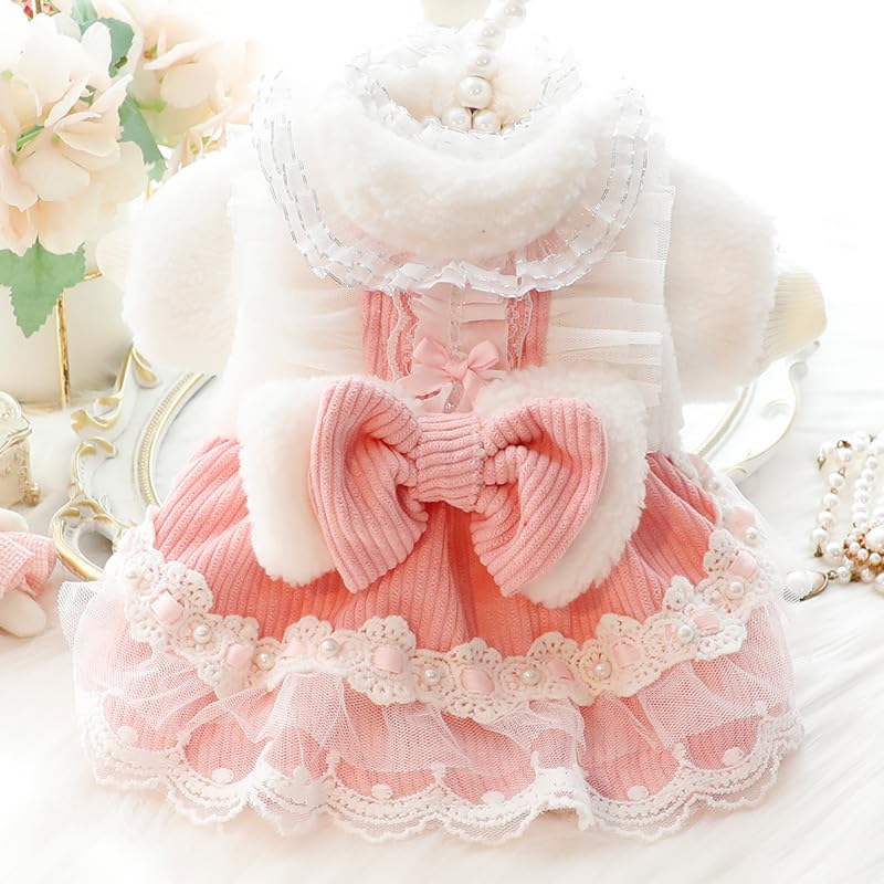 AZA Dog Princess Dresses for Small Dogs Lolita Clothes Lace Costume Bow Pet Girl Cute Coat Outfits Sunmmer Costumes (M,Blue)