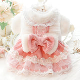 AZA Dog Princess Dresses for Small Dogs Lolita Clothes Lace Costume Bow Pet Girl Cute Coat Outfits Sunmmer Costumes (M,Blue)