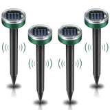 ELLASSAY Ultrasonic Mole Repellent Solar Powered 4 Pack Sonic Mole Deterrent Spikes,Snake Gopher Vole Repellent for Lawn Garden & Yard,Gopher Deterrent,Groundhog Repeller