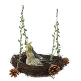 Barn Eleven Natural Rattan Nest Small Medium Large Bird Swing for Parrot Parakeet Cockatiel Conure Cockatoo Macaw Amazon African Grey Lovebird Finch Canary Budgie Cage Perch Toy (Large)