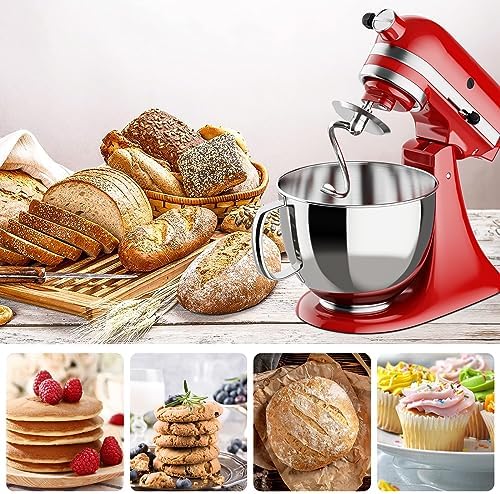 GVODE Stainless Steel Spiral Dough Hook for KitchenAid Stand Mixer, Bread Hook Attachment Fits 4.5-5 QT Mixing Bowl for Tilt-Head Stand Mixers, For KitchenAid Stand Mixer Accessories, Dishwasher Safe