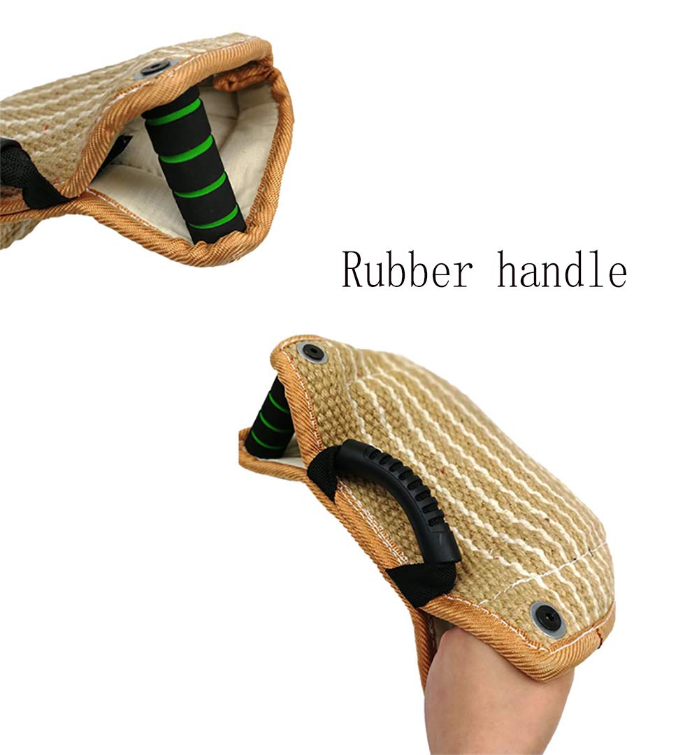 Morezi Dog Targeting Bite Wedge Tug Toy for Malinois,German Shepherd,Schutzhund Training,Jute/French Linen