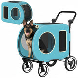 kepptory Dog Stroller with Large Dog House, XL Pet Stroller for 2 Small Dogs with Panoramic Sunroof, Adjustable Handle, Storage Organizer and Sturdy Metal Frame,32.4Lx19.3Wx23.6H(House Size)