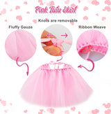 GAGILAND Dog Birthday Party Supplies Dog Birthday Outfit Pink Tutu for Dogs Dog Birthday Hat Necklace and Bowtie Hairpin for Dogs (24-31 inch Wrist)
