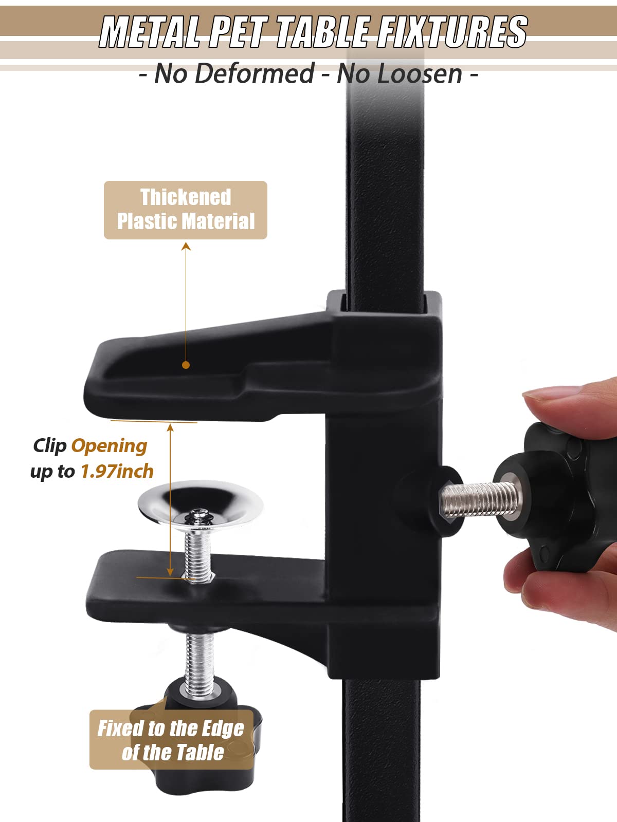 Kalolary Foldable Pet Dog Grooming Arm with Clamp, Dog Grooming Loop Noose & Two No Sit Haunch Holder (Single Arm)