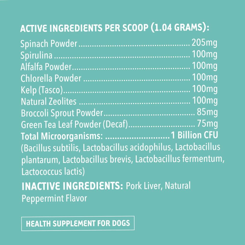 iHeartDogs Clean Teeth & Fresh Breath Dental Powder for Dogs - Targets Tartar & Bad Breath - Natural Herbal Blend with Kelp, Probiotics - Mint, 90 Servings