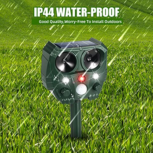 Jahy2Tech Ultrasonic Animal Repeller Solar Animal Deterrent with LED Flash Lights & Alarm Outdoor Waterproof Repellent for Cat Rodent Squirrel Dog Rabbit Raccoon Skunk Fox Deer