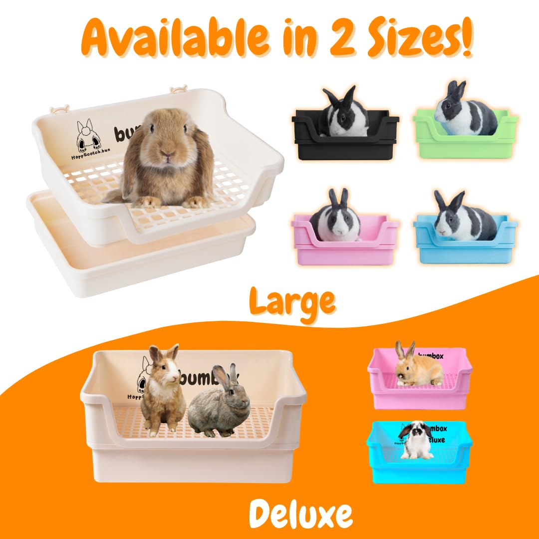 HoppScotch.bun Bumbox Deluxe Rabbit Litter Box, Extra Large 21.45" Training Cage with Toilet Tray for Small Animals, Pink