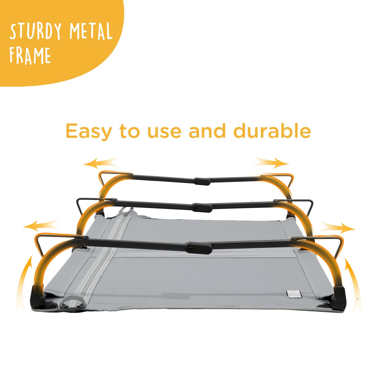 CANINE CANYON Daisy Cot, Large Foldable Elevated Dog Bed, Portable Raised Outdoor Folding Dog Cot, Cooling, Chew Proof, Waterproof, Heavy Duty Up to 160 lbs for Camping/Home, Grey, 43"x 27"x7"