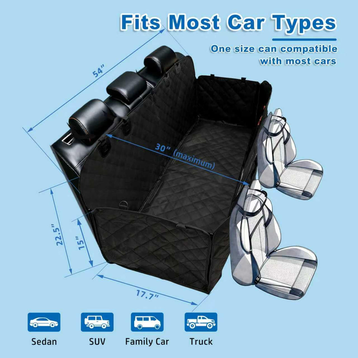 Junpee Dog Car Seat Cover for Back Seat - Waterproof and Anti-Slip Car Dog Seat Cover, with Hammock Design for Safe and Comfortable Travel, Suitable for Most Cars Trucks SUVs