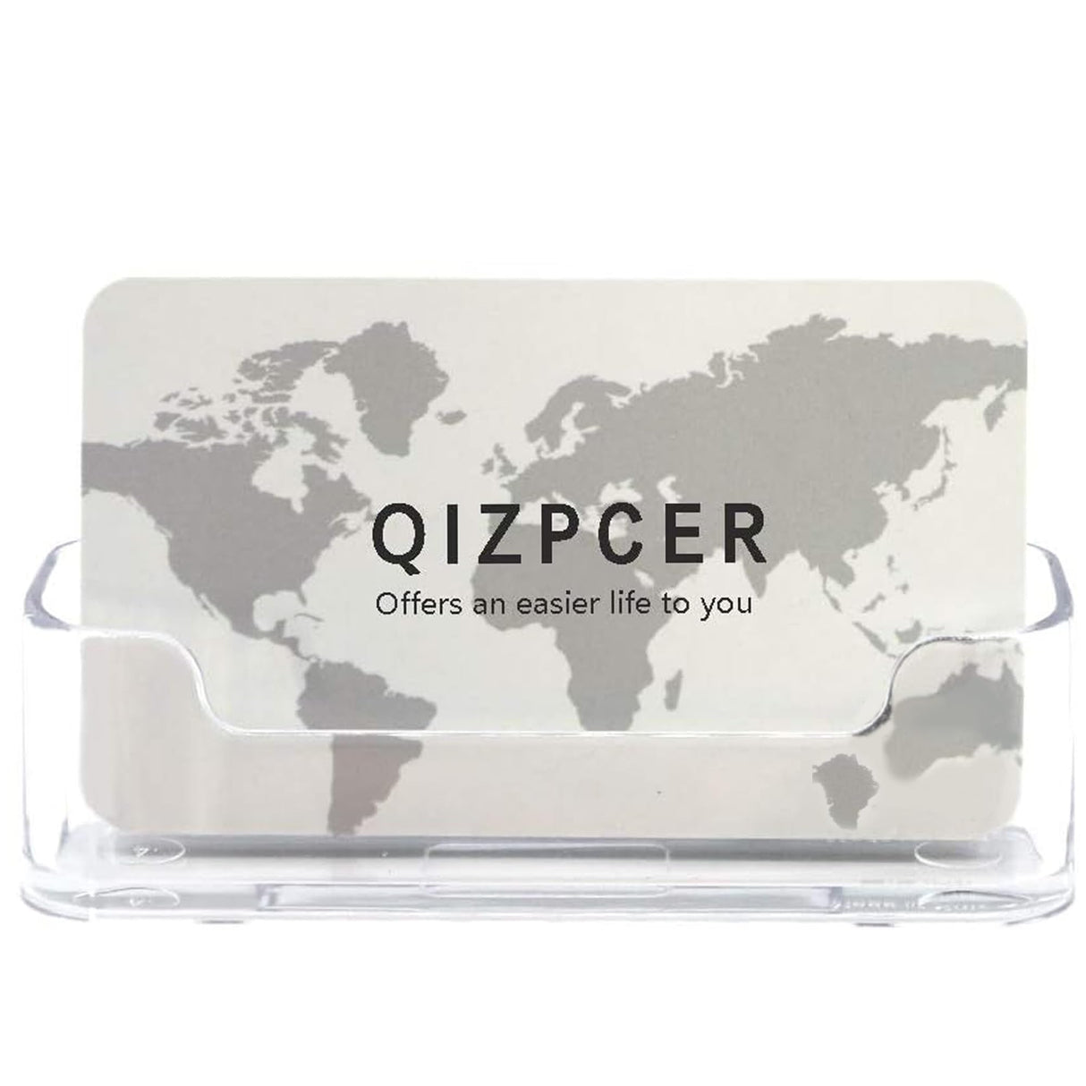 Qizpcer 8 Pack Plastic Business Card Holder - Clear Business Card Case for Desk - Office Acrylic Business Card Stand Display