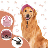 2024 New Outdoor Sun Protection Hood for Dogs, Canvas Hat With Ear Holes and Adjustable Neck Strap (Cloud Green, Medium)