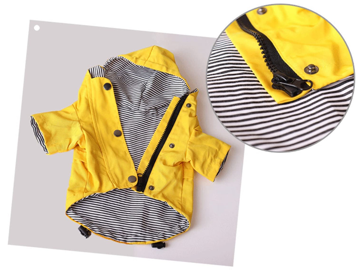 Dog Raincoat Jacket with Zip up Yellow rain Coat Hoodie Water Resistant Stylish Dog Raincoats (Large,Yellow)