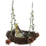 Barn Eleven Natural Rattan Nest Small Medium Large Bird Swing for Parrot Parakeet Cockatiel Conure Cockatoo Macaw Amazon African Grey Lovebird Finch Canary Budgie Cage Perch Toy (Large)
