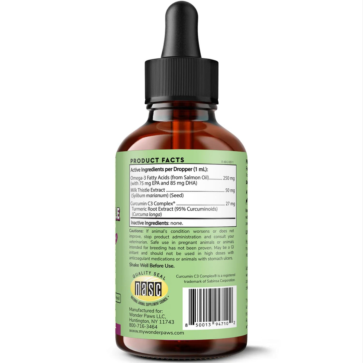 Wonder Paws Milk Thistle, Liver Support for Dogs, Supports Kidney Function for Pets, Detox, Hepatic Support, with Wild Alaskan Salmon Oil & Curcumin, Omega 3 EPA & DHA (2 Oz)