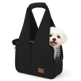Dog Purse Carrier for Small Dogs and Cats, Soft-Sided Pet Tote Bag with 6 Large Pockets, Collapsible Travel Puppy Carrier, Fits Pets up to 16 lbs (Black, 17.5" L x 8" W x 12" H)
