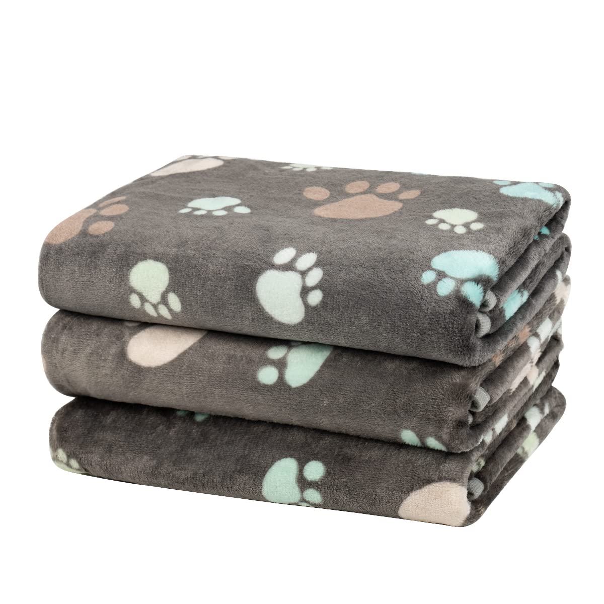 Dono 1 Pack 3 Dog Blankets, Soft Fluffy Fleece Pet Blanket Warm Sleep Mat Paw Print Design Puppy Kitten Throw Blankets Doggy Blanket for Dogs