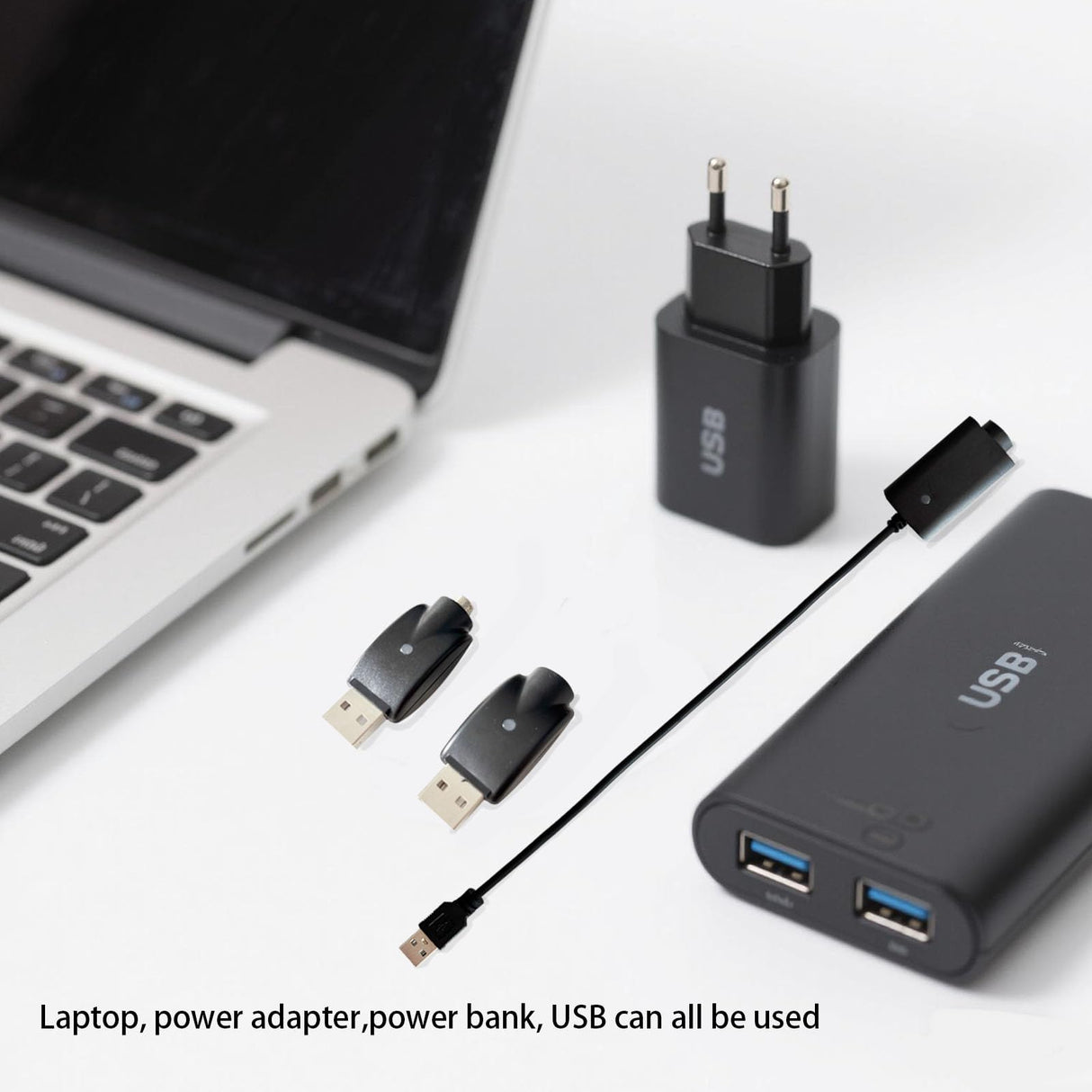Smart USB Thread Charger Cable with LED Conversion Indicator Light, 3-Piece Set Smart Overcharge Protection USB Adapter and Wireless Home Soldering Iron Charging (Black)