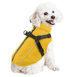 Fiveda Dog Winter Coat Reflective Water-Resistant Jacket, Fleece Lined Windproof Puppy Coat with Back Zipper & D-Ring, Cold Weather Dog Coats for Small Medium Dogs (L, Orange)