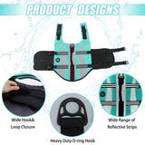 EMUST Dog Life Vests, Adjustable Dog Life Jackets for Small Dogs with Enhanced Buoyancy, Small Dogs Flotation Vest with Durable Rescue Handle, Turquoise,XS