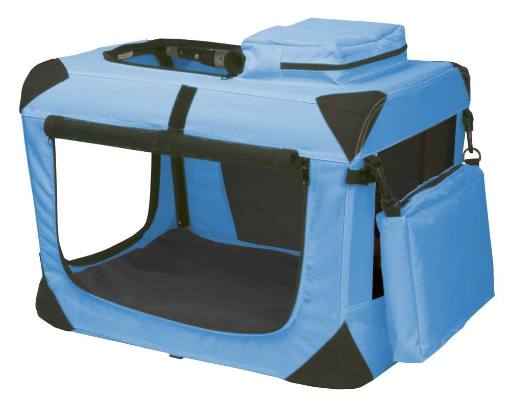 Pet Gear 3 Door Portable Soft Crate, Folds Compact for Travel in Seconds No Tools Required, Comes with Comfort Pad + Storage Bag, Ocean Blue, Extra Small