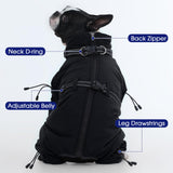 FUAMEY Full Body Dog Coat,Warm Dog Fleece Jackets with Harness Built in Windproof Dogs Snowsuit Zip up Pet Four Legged Pets Jumpsuit Winter Outfit Cold Weather Coats for Large Dogs Black L