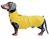 Dachshund Raincoat Weiner Dog Clothes Suitable for Dachshunds Corgi, Weiner, Dog Waterproof Coat with Reflective Stripe underbelly Protection - Yellow - S