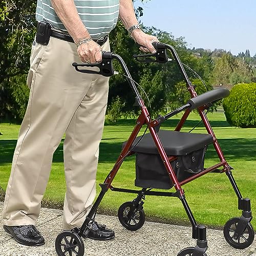 FVRITO 2 Pack Brake Handle Assembly Replacement for Rolling Walker Transport Wheelchair Mobility Knee Walkers Medline Lumex 4-Wheel Folding Drive Rollator Senior Medical Accessories with 41'' Cable