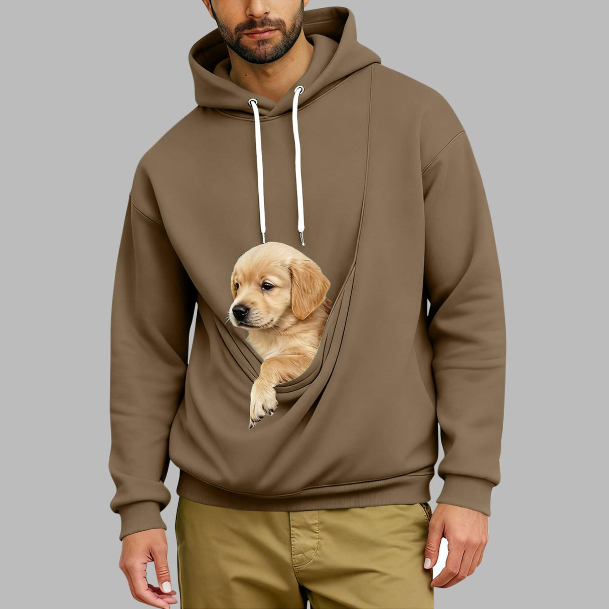 Pet Pouch Hoodie Men Kangaroo Pocket Dog Pouch Pullover Pet Carrier Sweatshirts Animal Holder Long Sleeve Casual Tops
