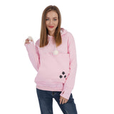 Unisex Big Pouch Hoodie Long Sleeve Pet Dog Holder Carrier Sweatshirt, Pink-thick, XX-Large