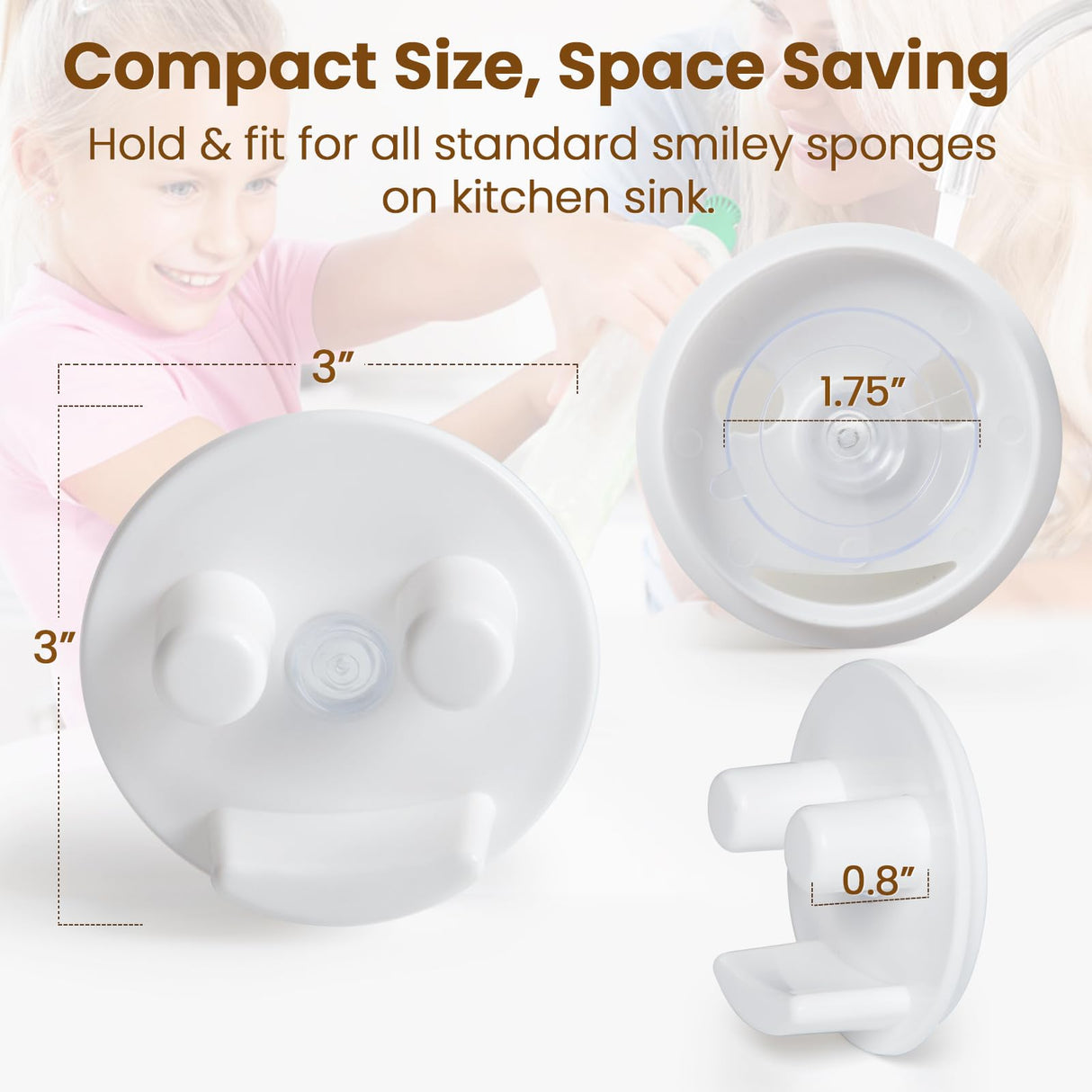 Sponge Holder, Sink Caddy w/Suction Cup Installation, Sponge Organizer for Kitchen/Bathroom Sink, Self Draining, Dishwasher Safe for Holding Sponges(Sponges Not Included), White(1-Pack)