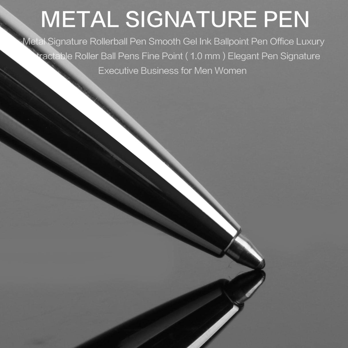 Metal Ballpoint Pen, Twist Open Retractable Rollerball Pen Medium Point (1.0mm) Black Ink Smooth Writing Business Gift Pens for Men, Women, Office, Channewer Executive Premium Signature Pens （Black）