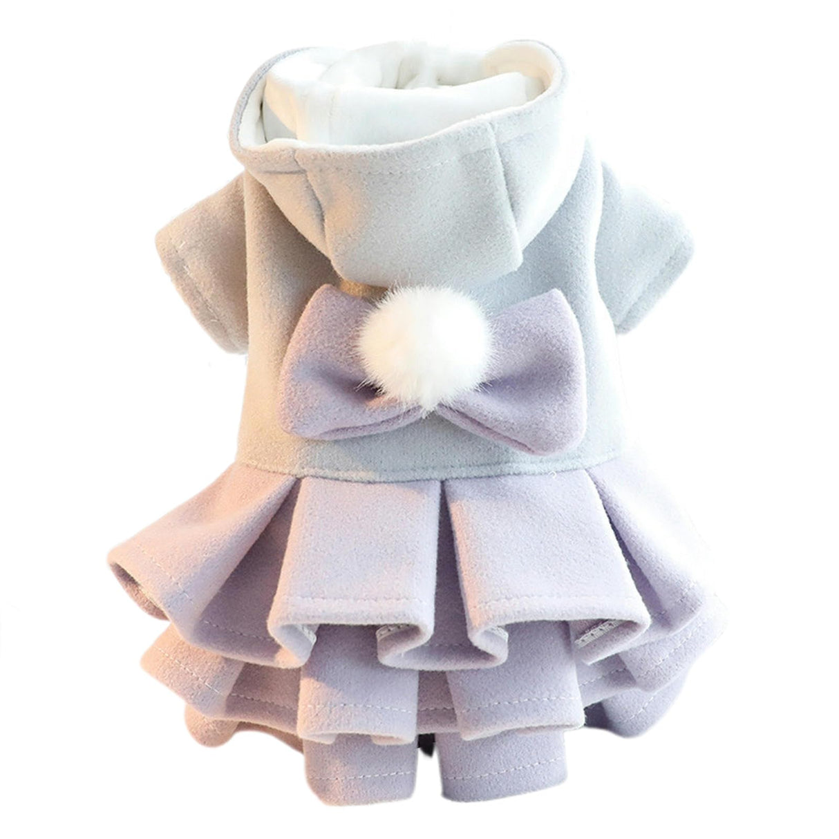 Dog Hoodie Dress Winter Dog Dresses for Small Dogs Girl Cold Weather Warm Fleece Puppy Dresses Dog Tutu Dress with Bow Cute Pet Clothes Outfits for Chihuahua Yorkie Teacup Cat Skirt(Purple,XL)