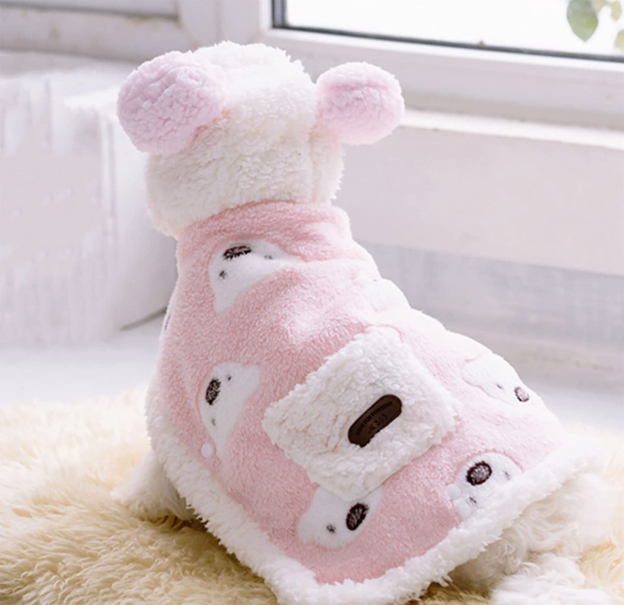 Size Small to Large, Dog Winter Coat with Hat, Kitten Thicken Cloak Blanket, Pets Nightgown for Small Medium Dogs Pink Small