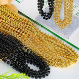120 PCS Beaded Necklace, 33 IN Mardi Gras Beads, Blackgold Mardi Gras Accessories, Bead Necklace Throw Beads Bulk for Party Parade Event Festival Christmas Pirate Favors Supplies Decor