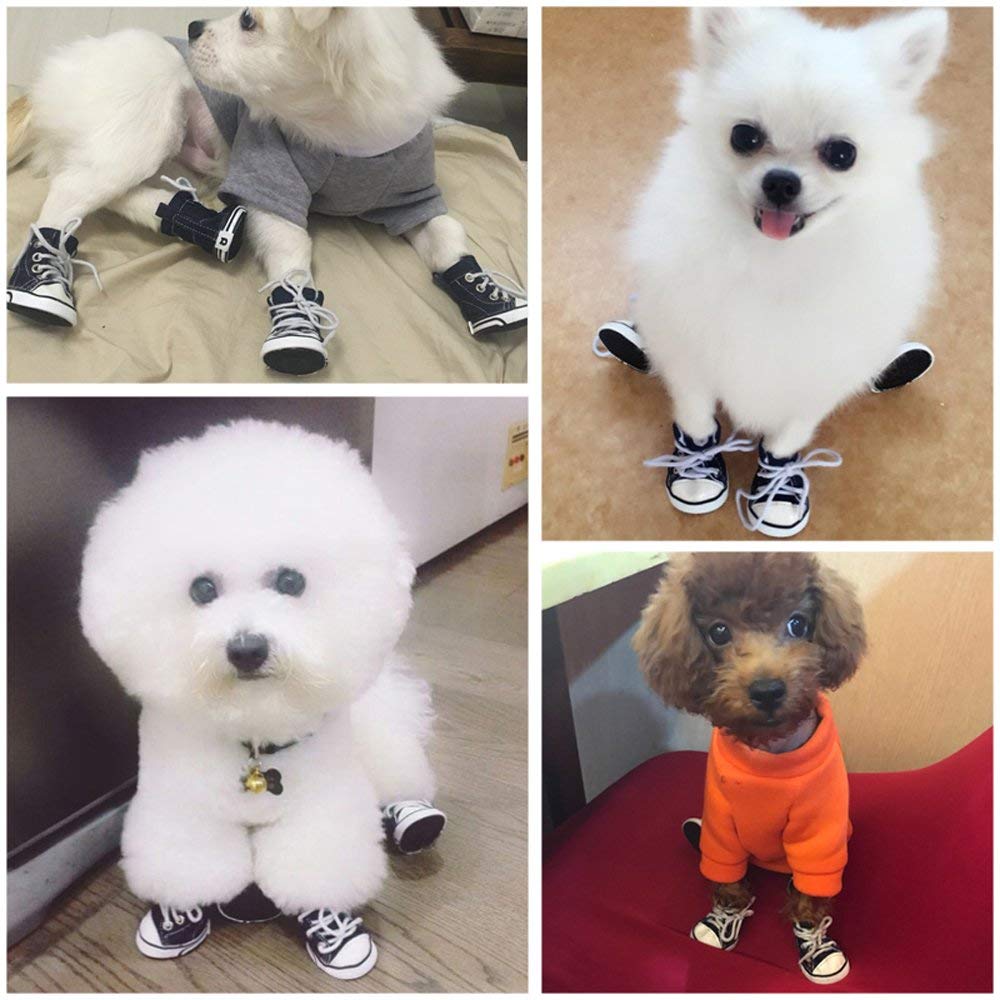 GLE2016 Pet Shoes Puppy Sport Denim Shoes Casual Style Anti-Slip Boots Sneaker Booties 4Pcs