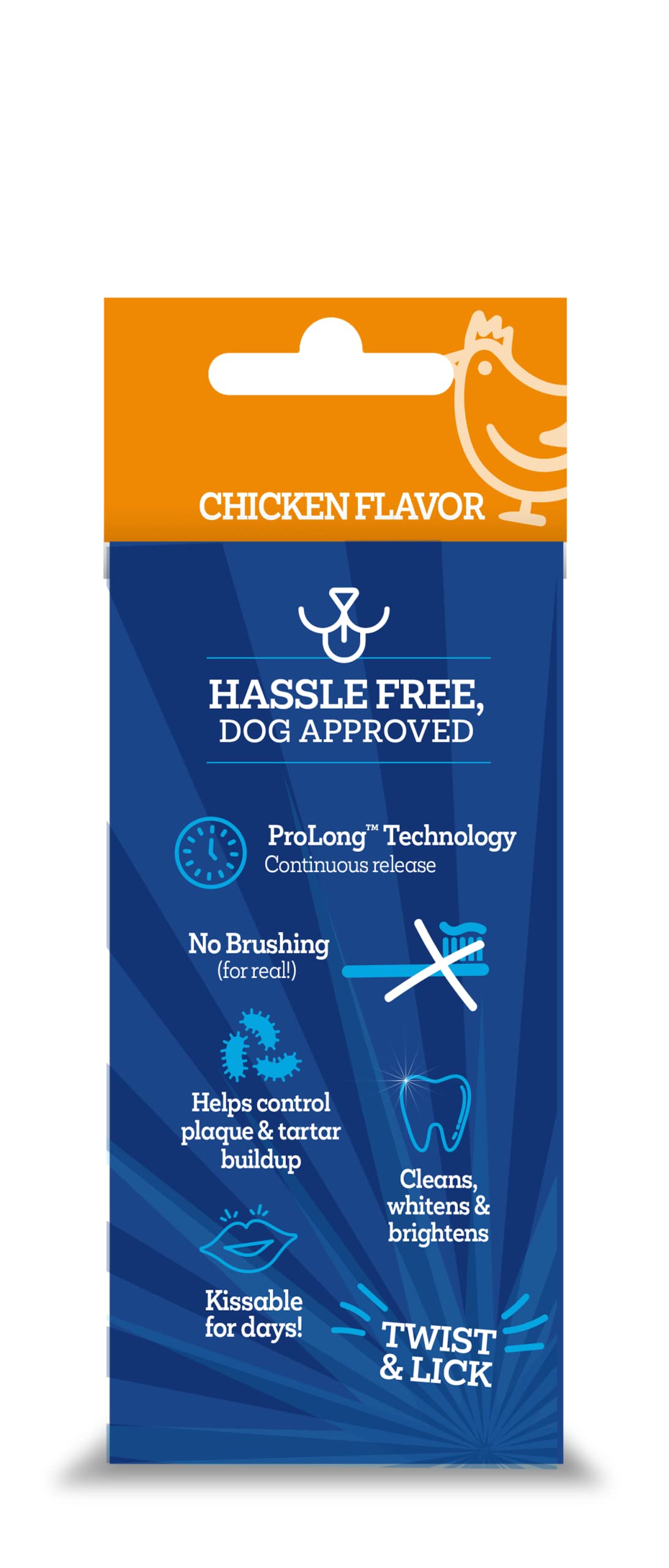 Twist + Lick Dental Gel for Dogs, Cleans Teeth and Freshens Breath for 24 Hours, Chicken Flavor, 2 oz, 30 Day Supply