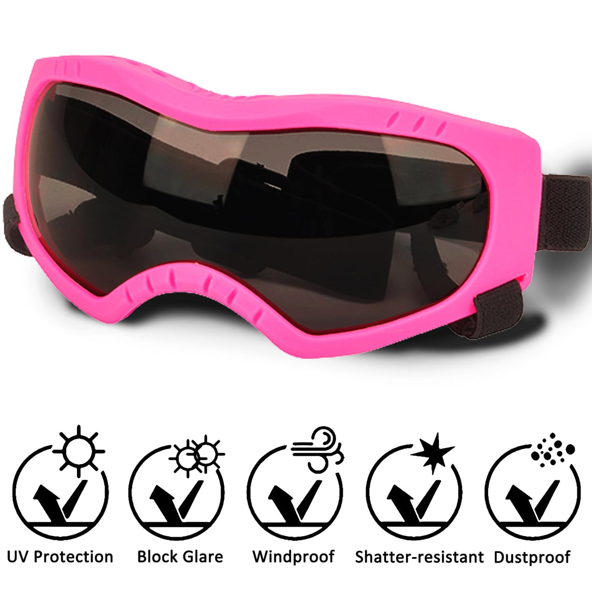 Dog Sunglasses,Doggles Anti-UV Protection,Pet Sunglasses with Adjustable Strap,Suitable for Motorcycle Car Driving Bike Riding Hiking Swimming Wind Dust Fog Dog Eye Protection