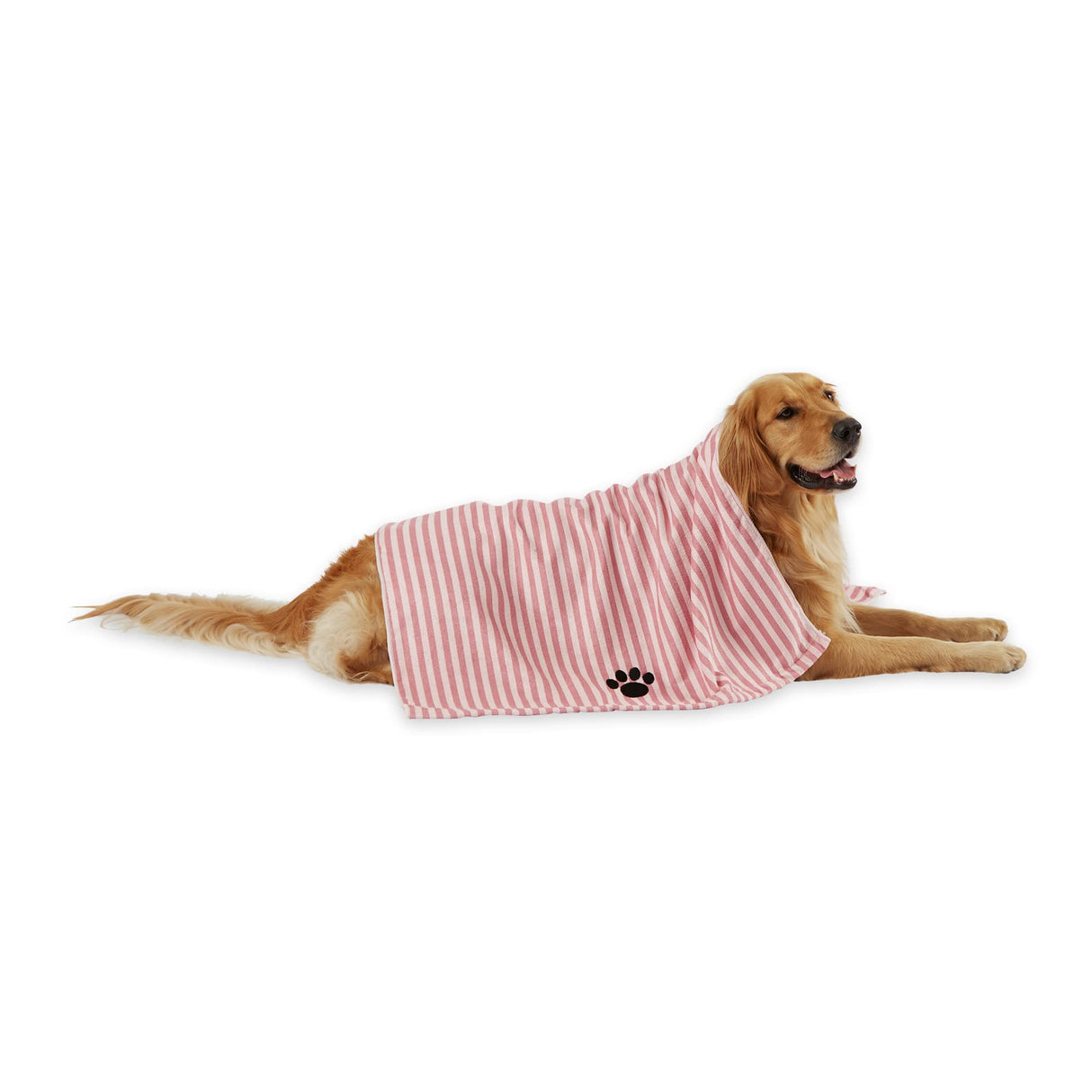 Bone Dry Pet Grooming Microfiber Towel, Striped Collection, X-Large, 41x23.5", Rose
