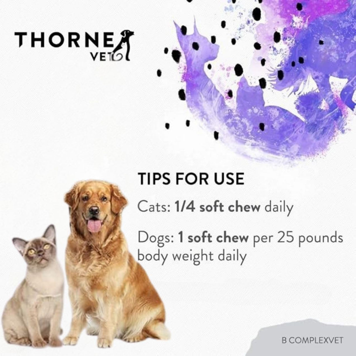 ThorneVET B ComplexVET – Vitamin B Complex Support for Dogs & Cats - 60 Soft Chews