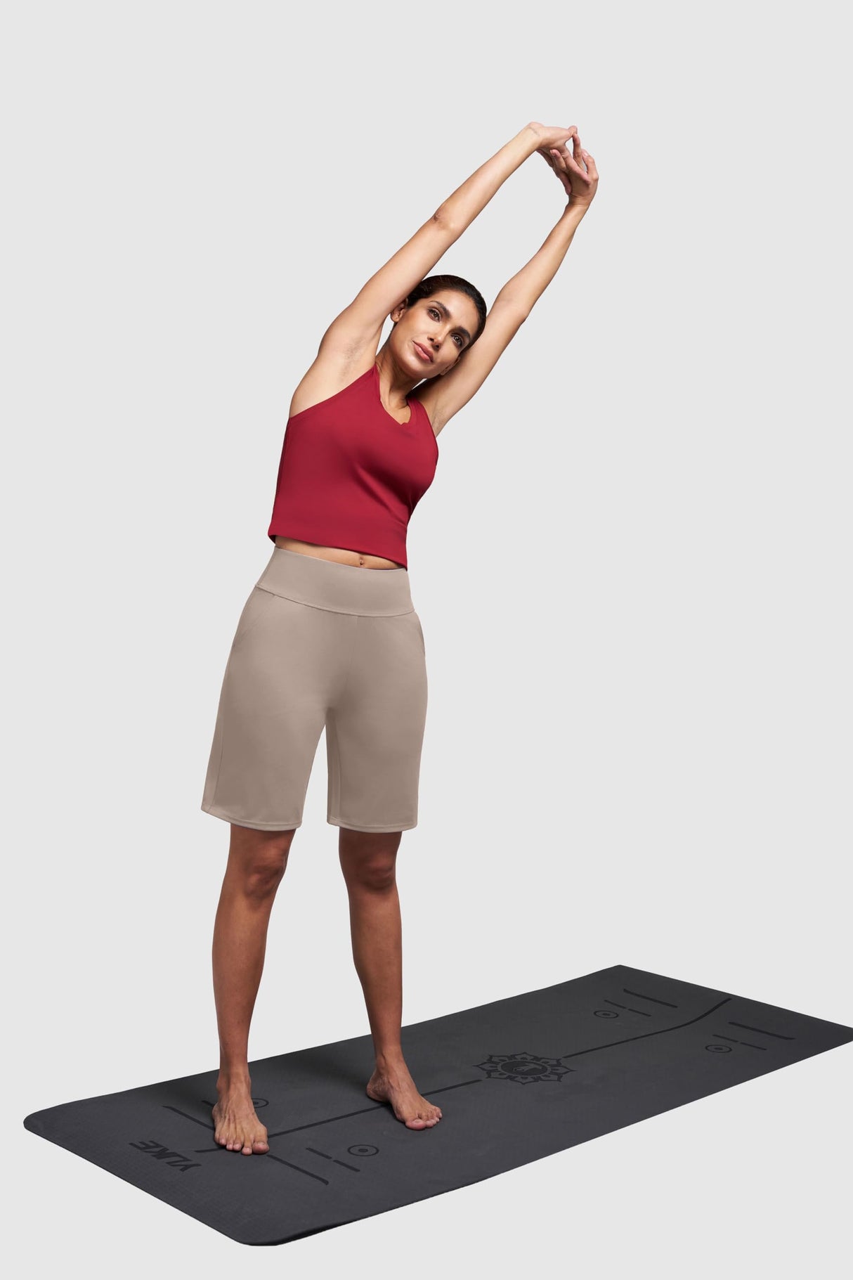 Alaroo Bermuda Athletic Workout Running Long Shorts for Women High Waisted Biker Yoga Hiking Outdoors Gym Track Sports Recreation Clothes Khaki XL