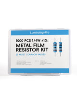 1000 PCS Resistor Kit 1/4 W +-1% Premium Metal Film Resistors Assortment Kit, 25 Values (1-1M Ohm) 40 Each, Breadboard & DIY Electronics, Includes 10k, 1k, 220 Ohm Resistors Pack