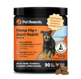 Senior Hemp Hip & Joint Supplement for Dogs - Dog Joint Supplement with Hemp Oil & Powder, Glucosamine, Collagen, MSM & Green Lipped Mussel - Mobility for Senior Dogs (Chicken 90)